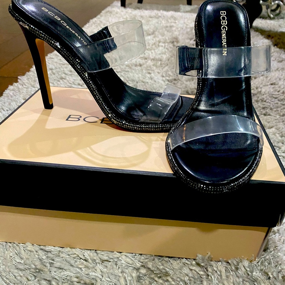 BCBG Generation black slip on with rhinestones